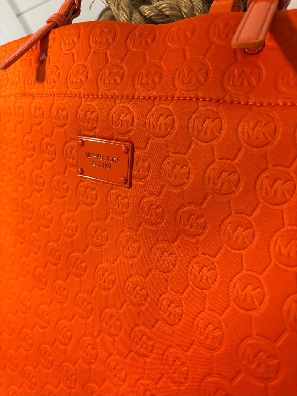Michael Kors Bright Orange Embossed MK Tote